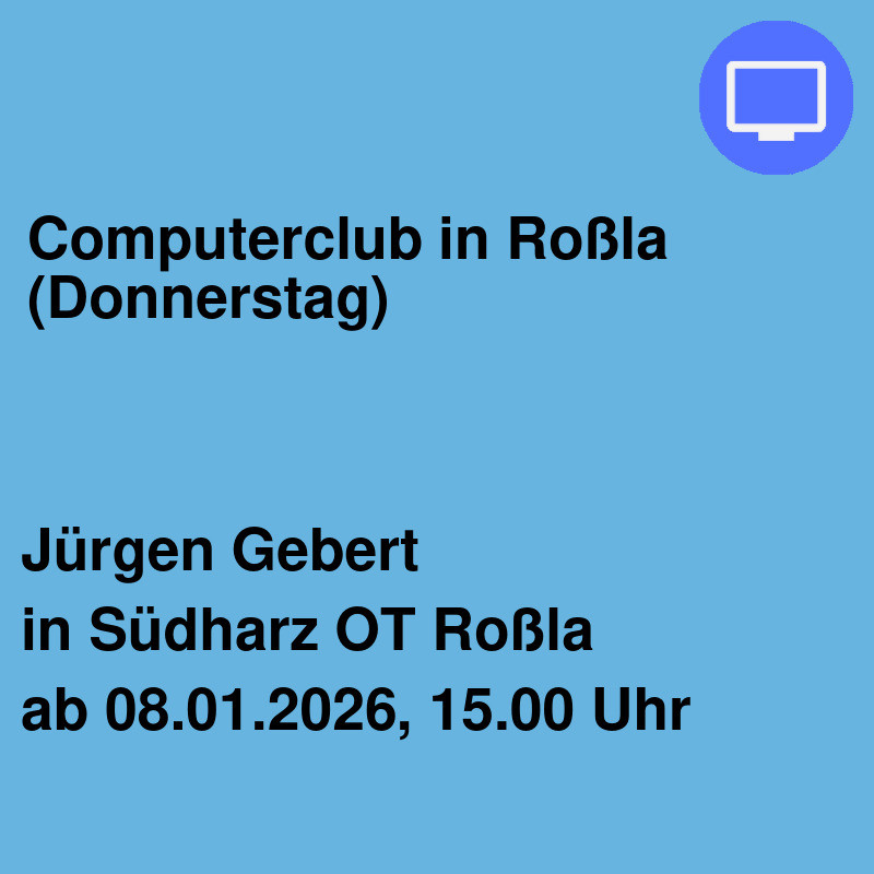 Computerclub in  Roßla (Donnerstag)